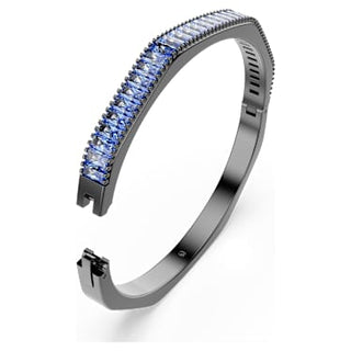 Matrix bangle, Baguette cut, Blue, Ruthenium plated