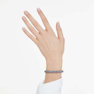 Matrix bangle, Baguette cut, Blue, Ruthenium plated