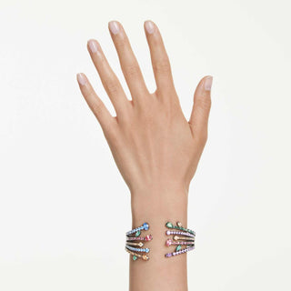 Matrix bangle, Mixed cuts, Bouquet, Multicolored, Ruthenium plated