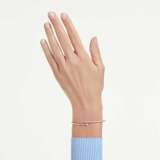 Matrix bangle, Round cut, White, 18K rose gold finish