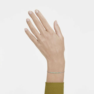 Matrix bracelet, Round cut, Green, Rhodium plated