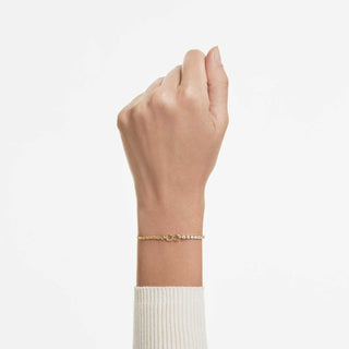 Matrix bracelet, Round cut, White, 18K gold finish