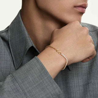 Matrix bracelet, Round cut, White, 18K gold finish