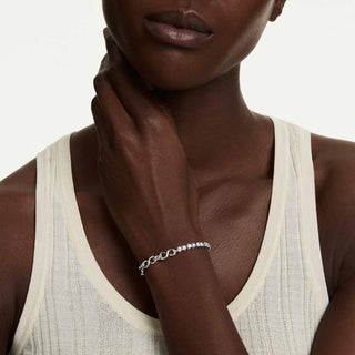 Matrix bracelet, Round cut, White, Rhodium plated