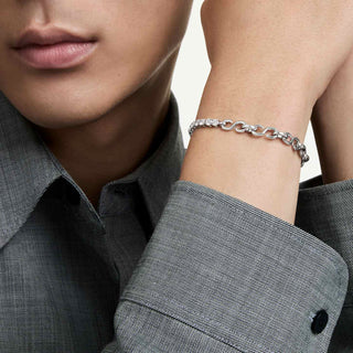Matrix bracelet, Round cut, White, Rhodium plated