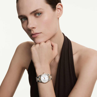 Matrix date watch, Swiss Made, Metal bracelet, Rose gold tone, Mixed metal finish