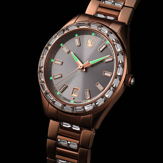 Matrix date watch, Swiss Made, Metal bracelet, Rose gold tone, Rose gold-tone finish