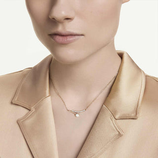 Matrix necklace, Round cut, White, 18K rose gold finish