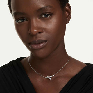Matrix necklace, Round cut, White, Rhodium plated