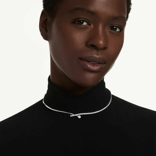 Matrix necklace, Round cut, White, Rhodium plated