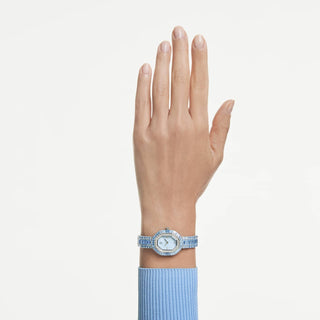 Matrix octagon watch, Baguette cut, Metal bracelet, Blue, Stainless steel