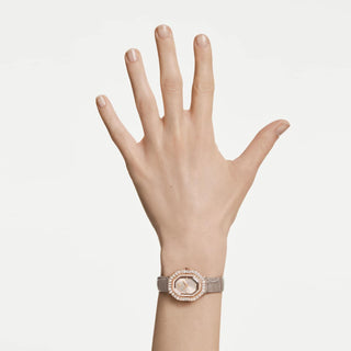 Matrix octagon watch, Leather strap, Beige, Rose gold-tone finish