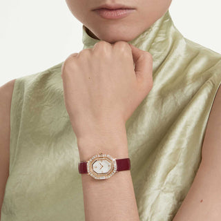 Matrix octagon watch, Leather strap, Rose gold tone, Rose gold-tone finish