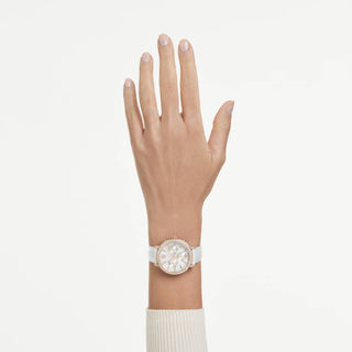 Matrix tennis chrono watch, Swiss Made, Leather strap, Rose gold tone, Rose gold-tone finish