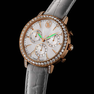 Matrix tennis chrono watch, Swiss Made, Leather strap, Rose gold tone, Rose gold-tone finish