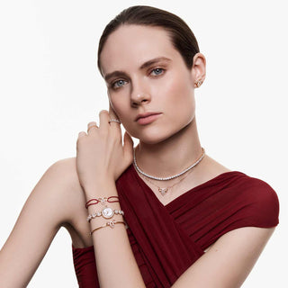 Matrix Tennis necklace, Round cut, White, 18K rose gold finish