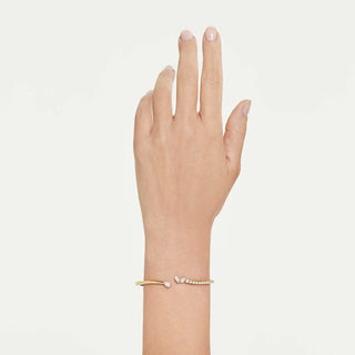 Mesmera bangle, Mixed cuts, White, 18K gold finish