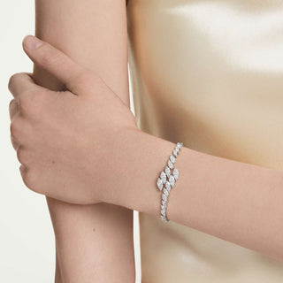 Mesmera bracelet, Marquise cut, White, Rhodium plated