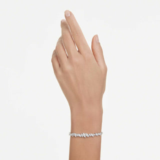 Mesmera bracelet, Marquise cut, White, Rhodium plated