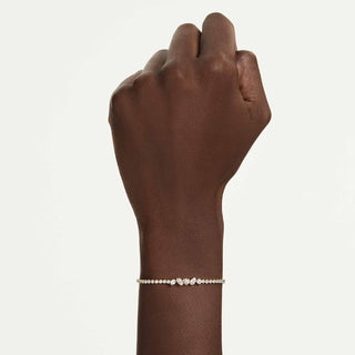 Mesmera bracelet, Mixed cuts, White, 18K gold finish