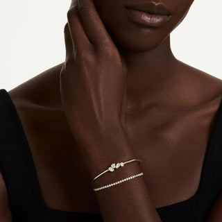 Mesmera bracelet, Mixed cuts, White, 18K gold finish