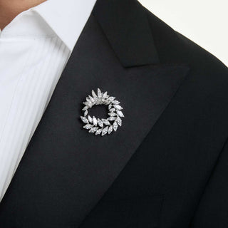 Mesmera brooch, Marquise cut, White, Rhodium plated