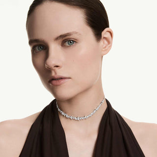 Mesmera choker, Marquise cut, White, Rhodium plated