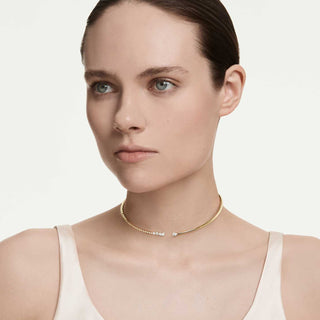 Mesmera choker, Mixed cuts, White, 18K gold finish