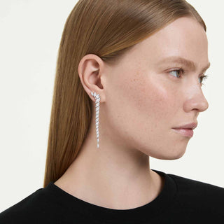 Mesmera earrings, Marquise cut, White, Rhodium plated
