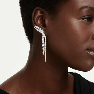Mesmera earrings, Mixed cuts, White, Rhodium plated