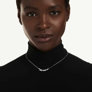 Mesmera necklace, Marquise cut, White, Rhodium plated