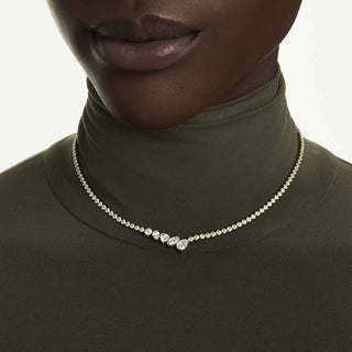 Mesmera necklace, Mixed cuts, White, 18K gold finish
