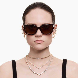 Mesmera necklace, Mixed cuts, White, 18K gold finish