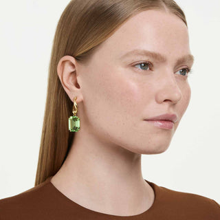 Millenia drop earrings, Octagon cut, Green, 18K gold finish