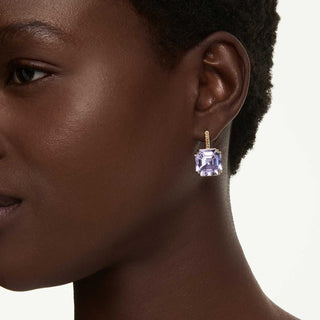 Millenia drop earrings, Square cut, Purple, 18K gold finish