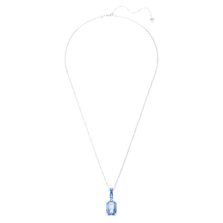 Millenia pendant, Octagon cut, Blue, Rhodium plated