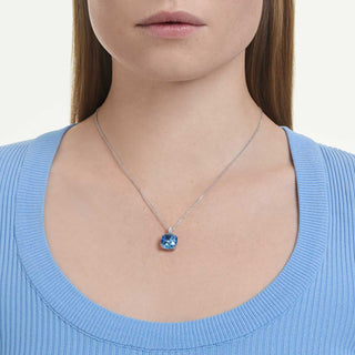 Millenia pendant, Cushion cut, Blue, Rhodium plated