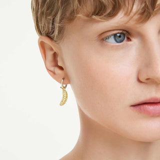 Minions Stuart and Banana drop earrings, Pavé, Mini, Multicolored, 18K gold finish