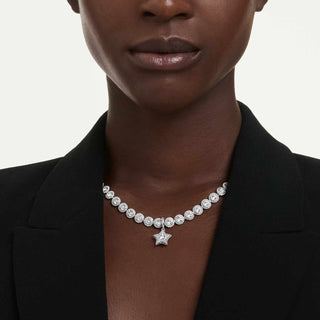 Sublima charm, Round cut, Star, White, Rhodium plated