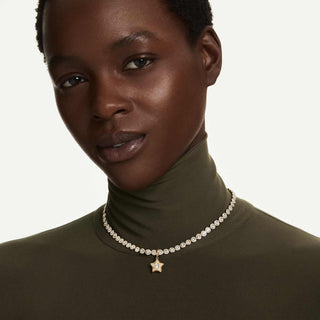Sublima charm, Round cut, Star, Yellow, 18K gold finish