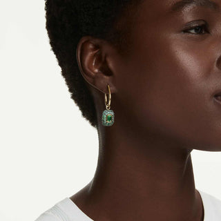 Sublima drop earrings, Octagon cut, Green, 18K gold finish
