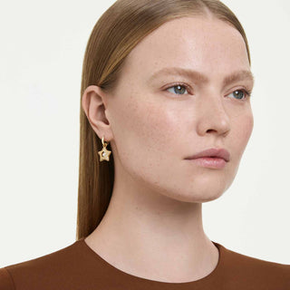 Sublima drop earrings, Round cut, Star, Multicolored, 18K gold finish