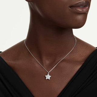 Sublima pendant, Round cut, Star, White, Rhodium plated