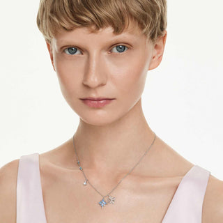 Symbolica pendant, Star, Blue, Rhodium plated