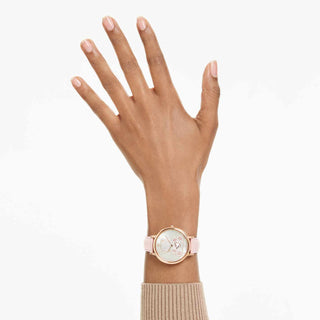 Teddy watch, Swiss Made, Leather strap, Pink, Rose gold-tone finish