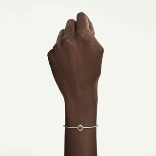 Una Angelic bangle, Mixed cuts, Green, Rhodium plated