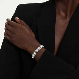 Una Angelic bracelet, Cushion cut, White, Rhodium plated