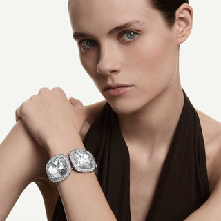 Una Angelic bracelet, Cushion cut, White, Ruthenium plated