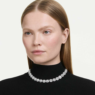 Una Angelic necklace, Cushion cut, White, Rhodium plated
