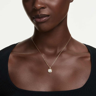 Una Angelic pendant, Cushion cut, White, 18K gold finish